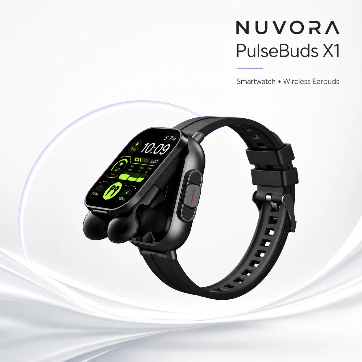Nuvora PulseBuds X1 Smartwatch with TWS Wireless Earbuds product image