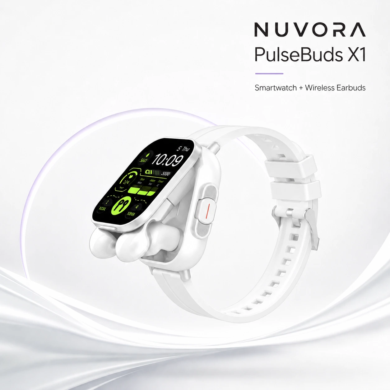 Nuvora PulseBuds X1 Smartwatch with TWS Wireless Earbuds gallery thumbnail