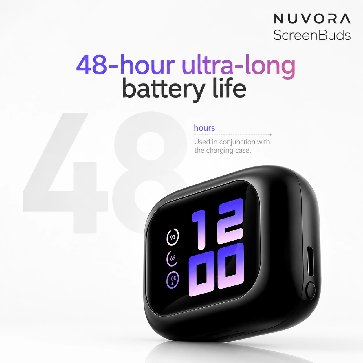 Nuvora ScreenBuds Smart Display Wireless Earbuds gallery thumbnail