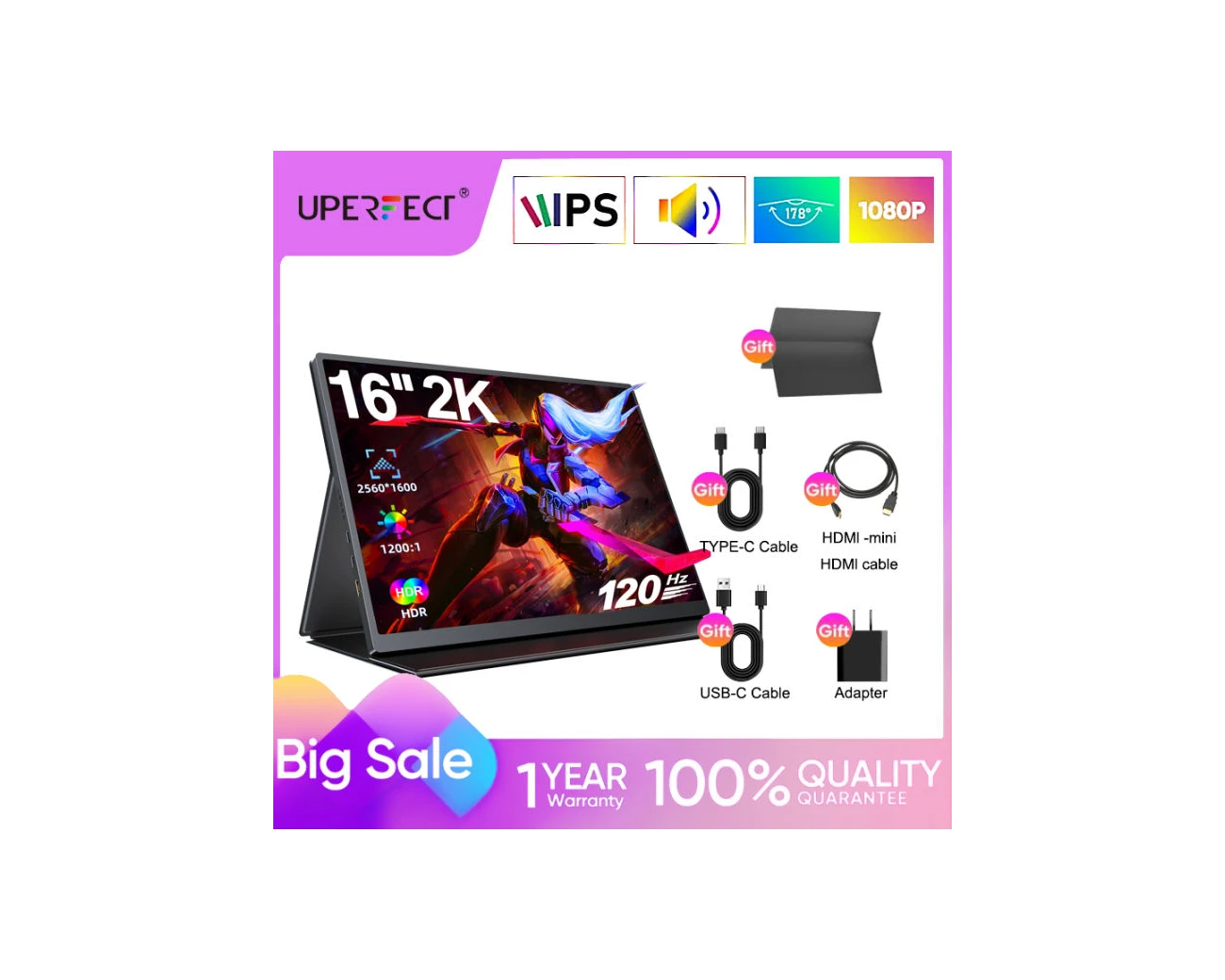 UPERFECT 16-inch 2.5K 120/144Hz Portable Monitor gallery thumbnail