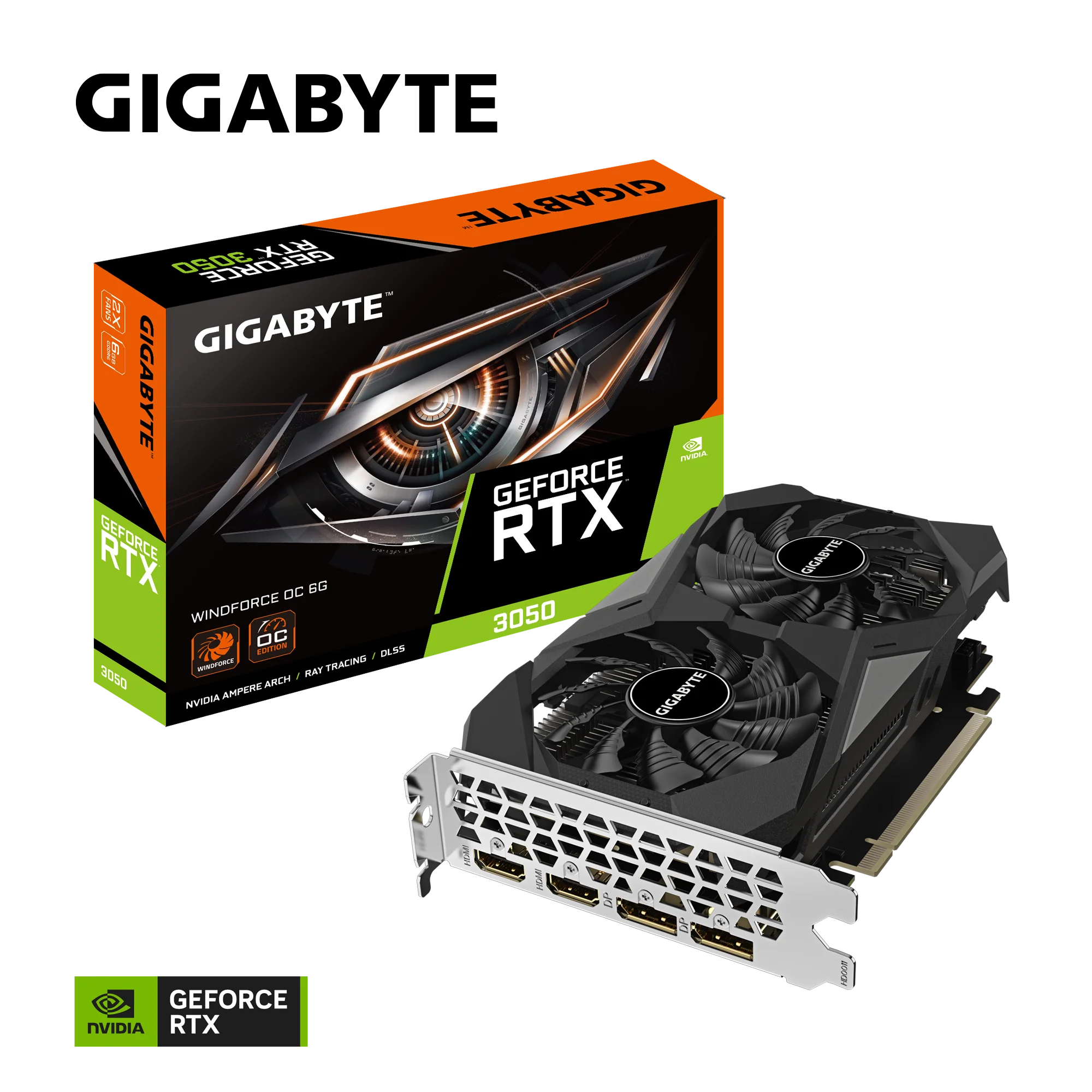 GIGABYTE GeForce RTX 3050 WINDFORCE OC 6GB GDDR6 Graphics Card gallery thumbnail