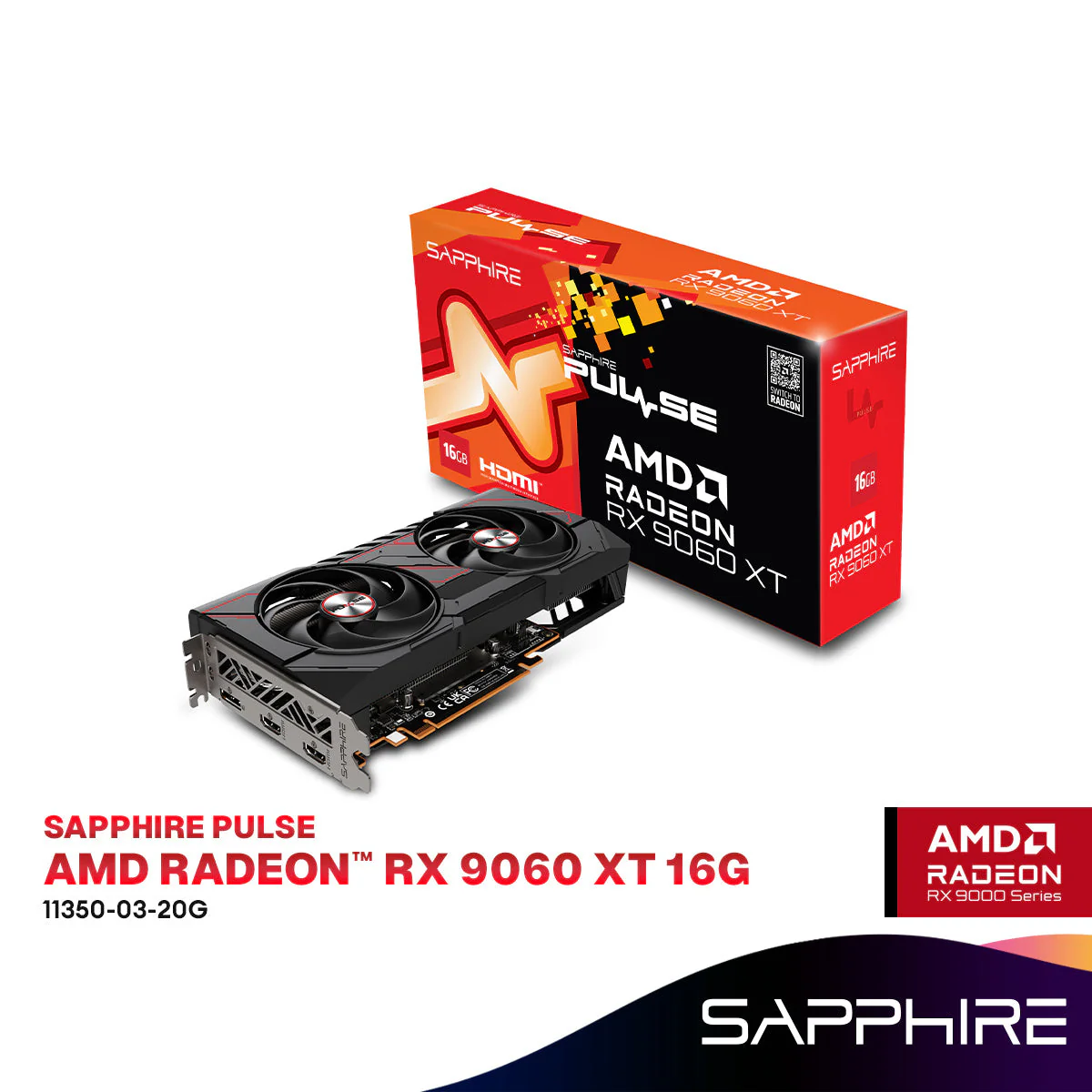 SAPPHIRE PULSE Radeon RX 9060 XT GDDR6 Graphics Card product image