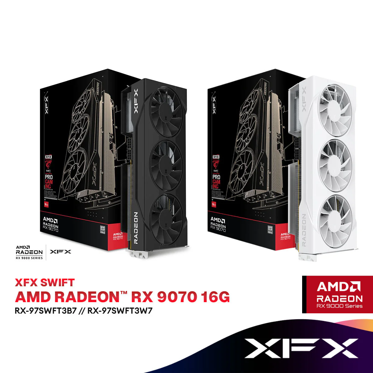 XFX SWIFT Radeon RX 9070 OC 16GB GDDR6 Graphics Card product image