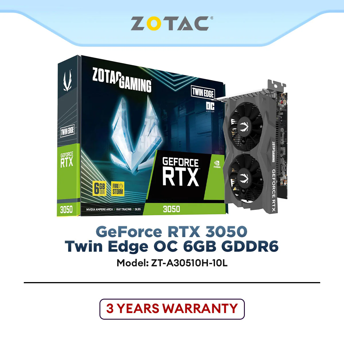 ZOTAC GeForce RTX 3050 Twin Edge OC 6GB GDDR6 Graphics Card - OC Black product image