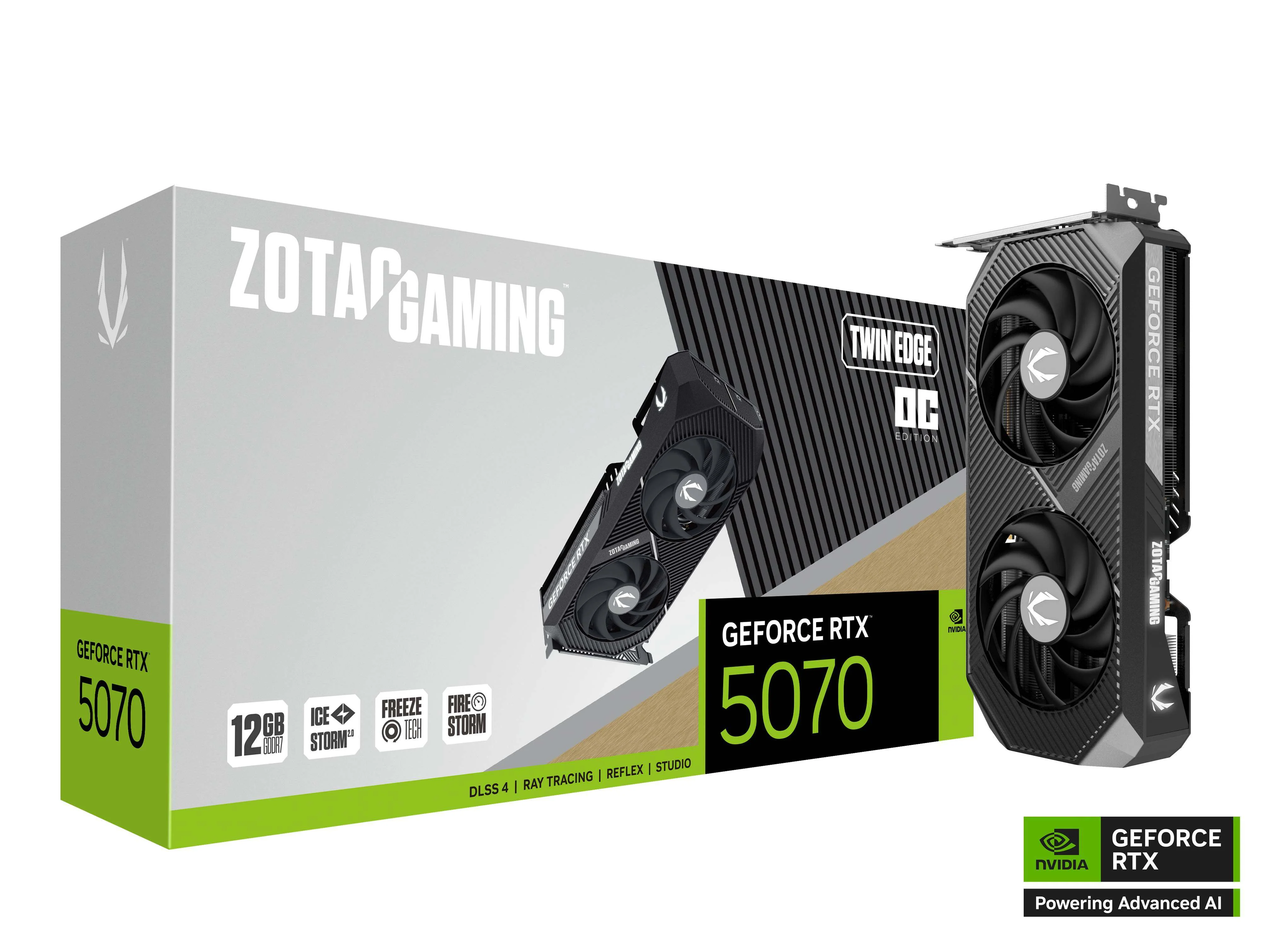 ZOTAC GeForce RTX 5070 Twin Edge 12GB GDDR7 Graphics Card gallery thumbnail