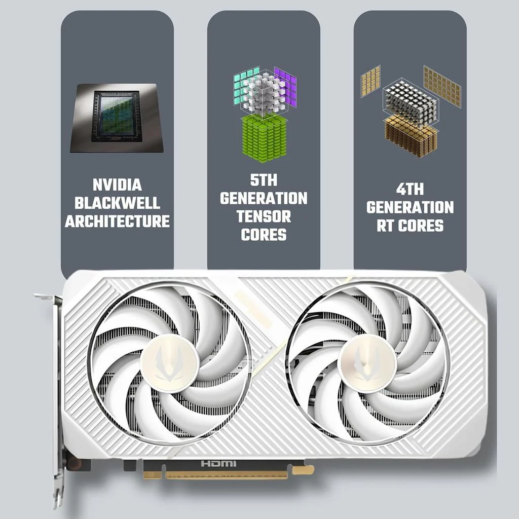 ZOTAC GeForce RTX 5070 Twin Edge OC White 12GB GDDR7 Graphics Card gallery thumbnail