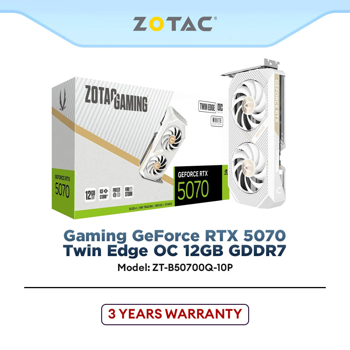 ZOTAC GeForce RTX 5070 Twin Edge OC White 12GB GDDR7 Graphics Card product image